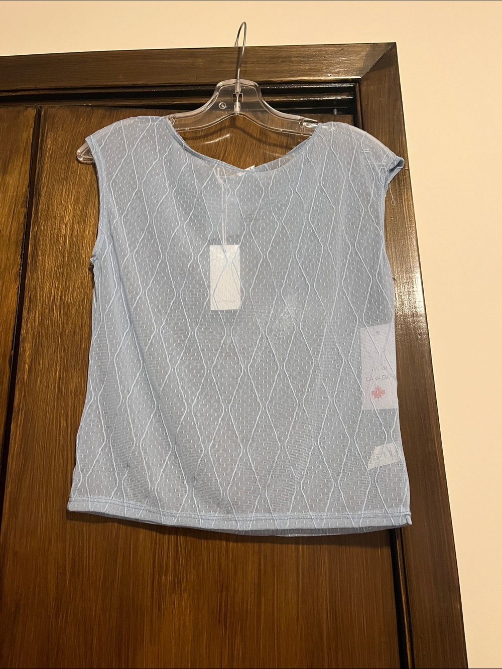 Light Blue Diamond-Texture Cap Sleeve Tank Top by Anistar